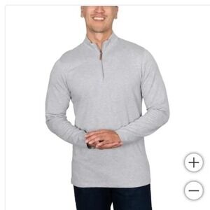 Mizzen+Main Men's Heather Gray Quarter-Zip Performance Pullover L Lightweight